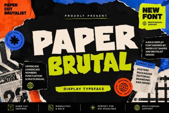 Paper Brutal Font: A Bold Display Typeface for Digital Design